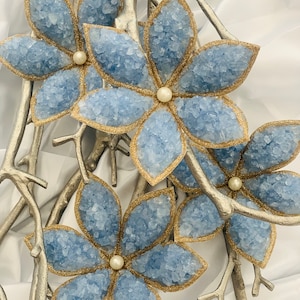 Sofreh Aghd Perry Blue Nabat Flower with Gold Trim for Sofreh Aghd Persian Wedding Aroosi