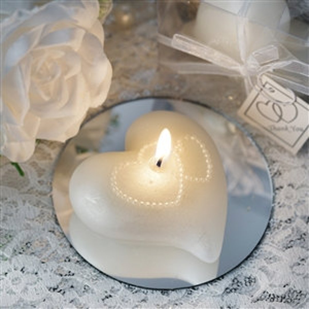 Large Floating Heart Candle white Set of 3 Etsy