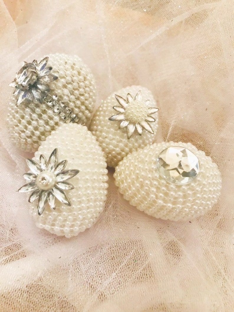 Sofreh Aghd 4 White Pearl Eggs with Silver/Rhinestone Jewel Etsy