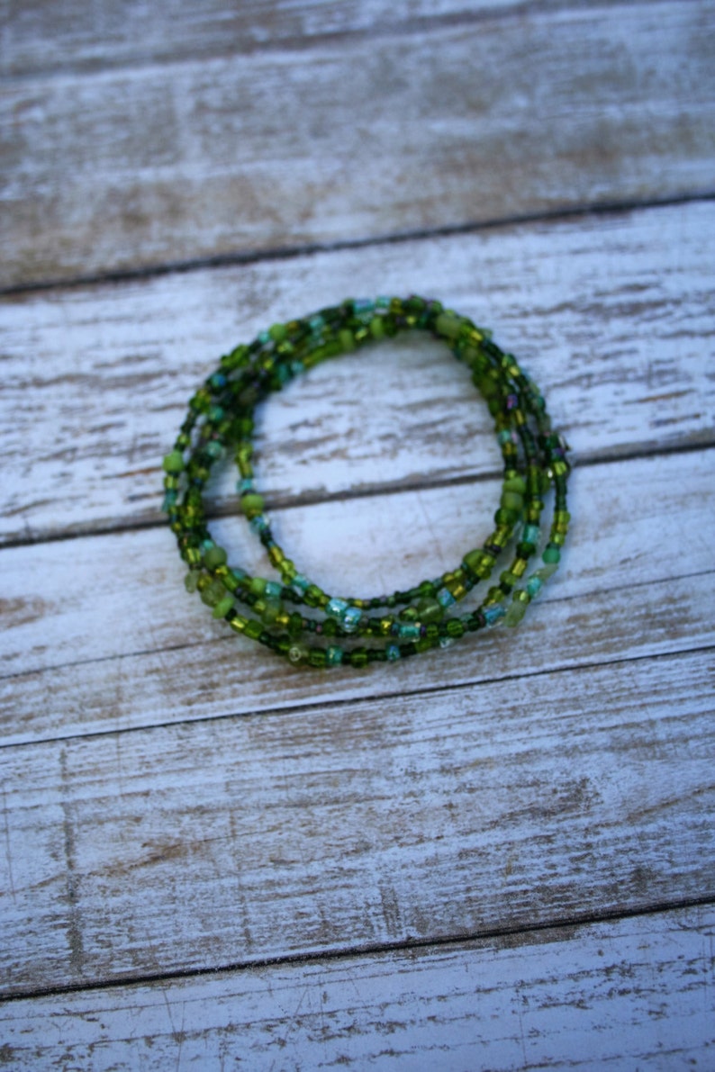 Green Seed Bead Wrap Bracelet Green Beaded Bracelet Green Etsy
