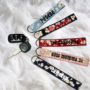 Personalized Lanyards, Custom Printed Black Lanyard, Personalised Long Keychain Gift for him Custom Key Fob Gift for her Customized Keychain