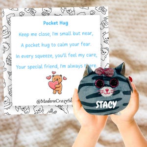 Pocket Plush Comfort Cat Toy, Emotional Support Pet, Autism toy for kids, Squishy travel-sized plush, anxiety calming sensory stuffed toy