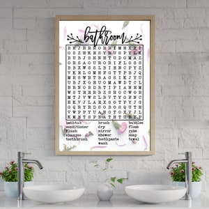 Bathroom Prints, Wall Art Decor Sign, Word Search, Forgot Your Phone, Bathroom Funny Printable Digital Download, Powder Room Restroom Quote