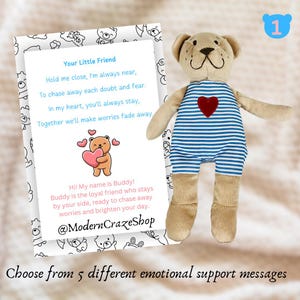 Osito de peluche personalizado con tarjeta de apoyo emocional para adultos y niños, osito de peluche personalizado, osito de consuelo con mensaje sincero
