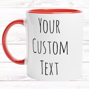 Design your own Coffee Mug, Custom Personal Enamel Mug Text, Personalized Pet Mug, Customizable Quote Mug