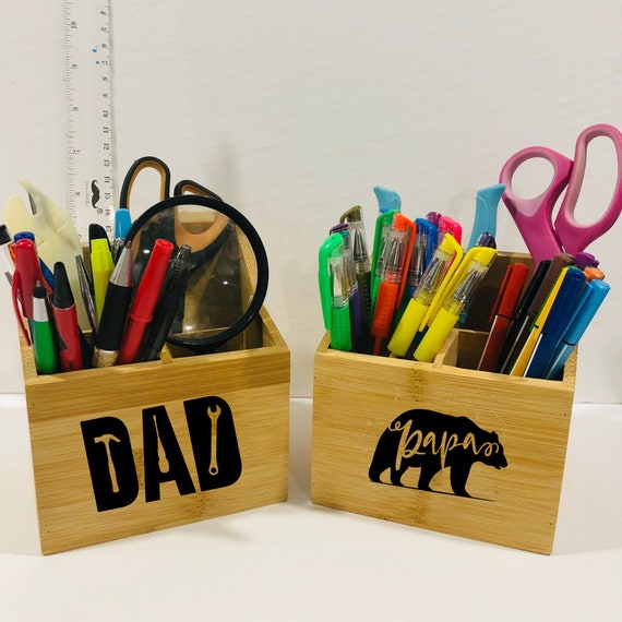 Wooden Pencil Holder, Desk Organizer, Table Decor, Fathers Day Gift, Table  Organizer, Dad Gift, Personalized Desk Storage, Bamboo Wooden 