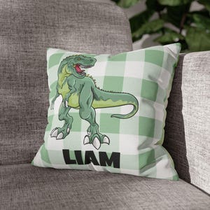 Personalized Trex Pillowcase, Kids Name Room Decor, Christmas Birthday Gift for Dinosaur Fans, Customizable decorative throw pillow cover