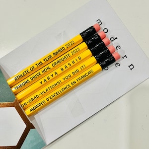 Personalized Engraved Pencils, Custom Name Date Message, Back-to-School, Teacher Gift, Office Supplies, Laser Engraved Christmas Crafts