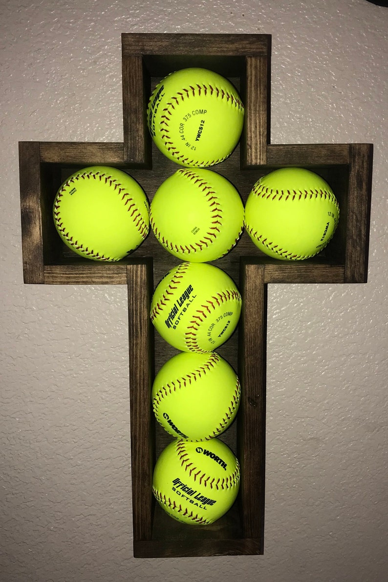 Softball Shadow Box Cross for Softballs Religious Shadow box Etsy