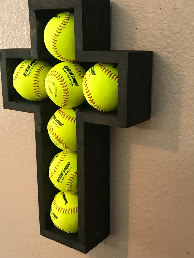 Softball Shadow Box Cross for Softballs Religious Shadow box Etsy