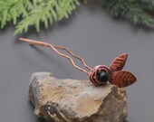 Brass flower stud Copper hairpin Hair comb Copper comb Copper jewelry Hair jewelry Wire wrap hairpin Copper hairpin Valentine gift for her