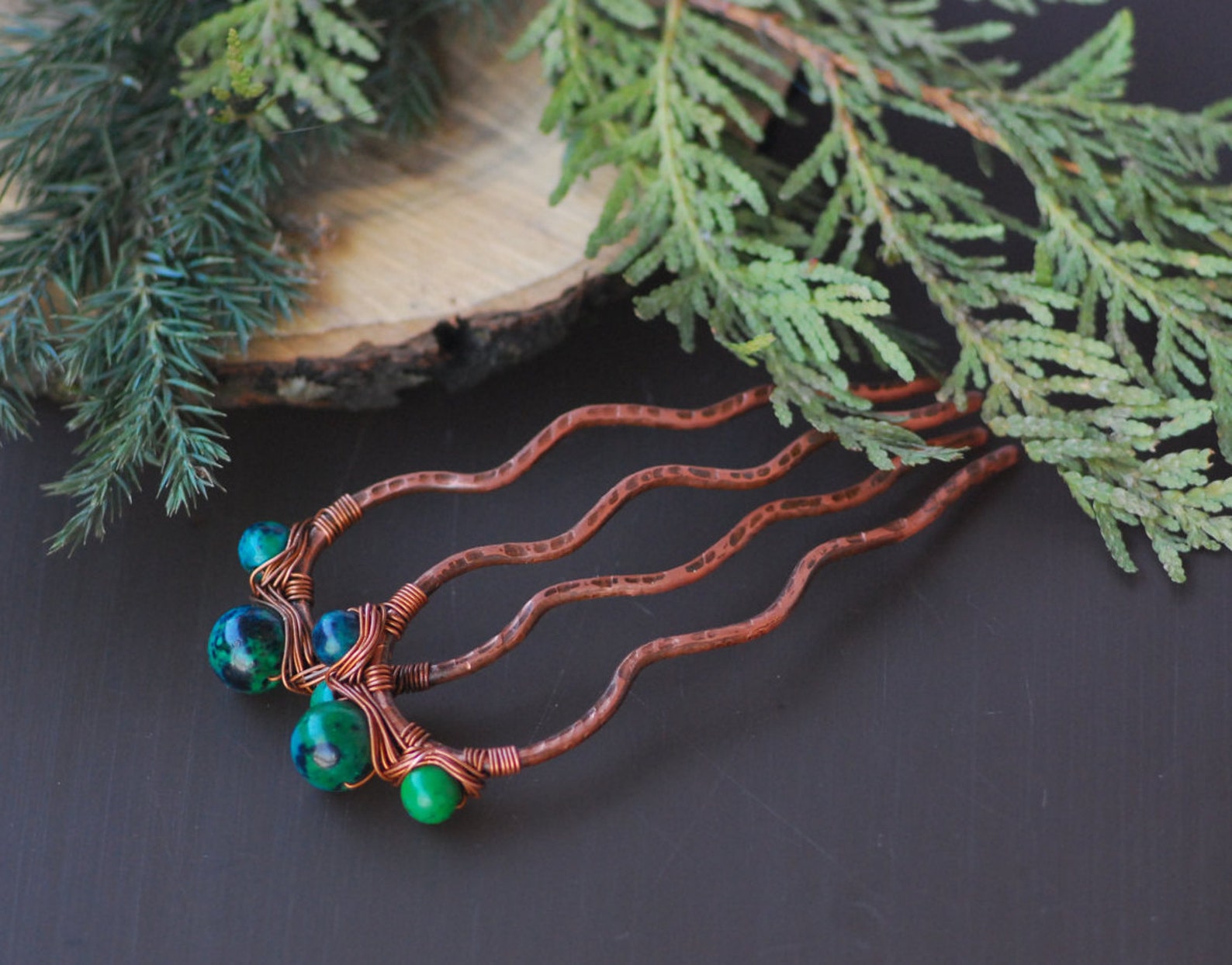 Set of 2 Pieces Copper Hair Pins Wire Wrapped Pin Hair Stick Etsy