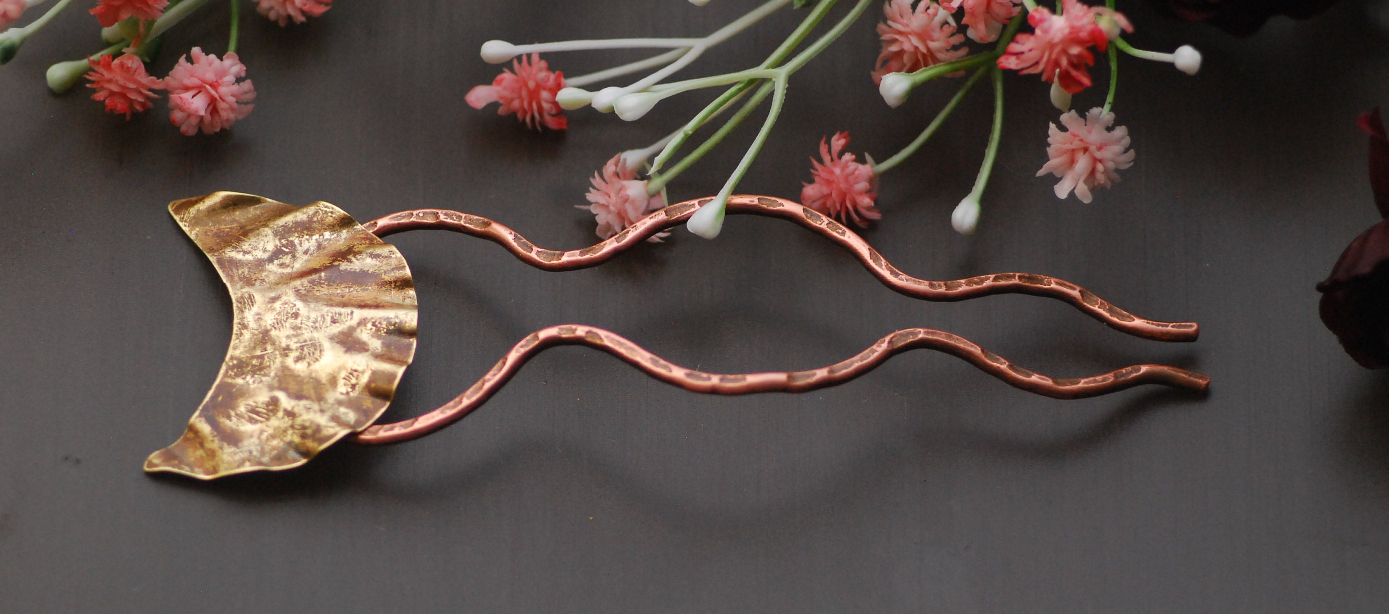 Hair Pin Bun Holder Hair Fork Copper Hair Slide Hair Clip Etsy