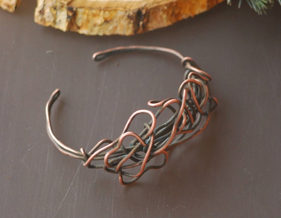 Bracelet Wire Wrapped Handmade Copper Bracelet Hammered Copper - Etsy