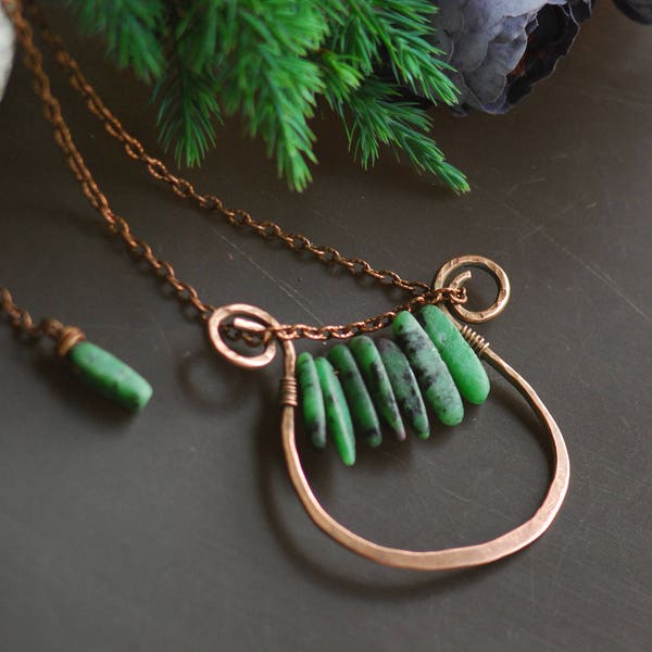 Nature Jewellery Boho Gifts Copper necklace Copper Jewelry Wire Wrapped Jewellery Handmade Gemstone necklace Сopper wire necklace Bride