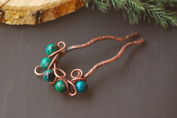 Bun Holder Hair Pins Wire Wrapped Pin Hair Stick Hair Jewelry Etsy