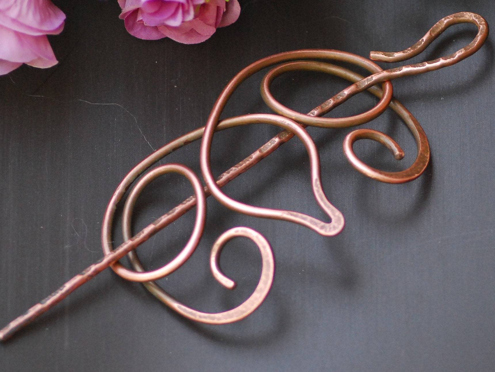 Hair Pin Bun Holder Hair Fork Copper Hair Slide Hair Clip Etsy
