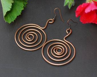 Rustic Jewelry Hammered Copper Earrings Oxidized Copper Organic Copper Earrings Rustic Hammered Copper Earrings Artisan Earrings Steam punk