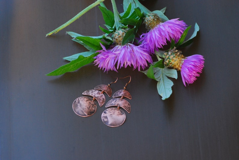 Moon phase jewelry Moon phase earrings Copper Earrings Stud earrings Moon earrings Celestial jewelry Moon earrings Moon cycle OxidizedCopper