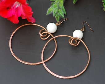 Wire Wrap Earring Handmade Earring Hammered Copper Earrings Antiqued Earrings Rustic Earrings Metal Earrings Metal Jewelry Boho Jewelry
