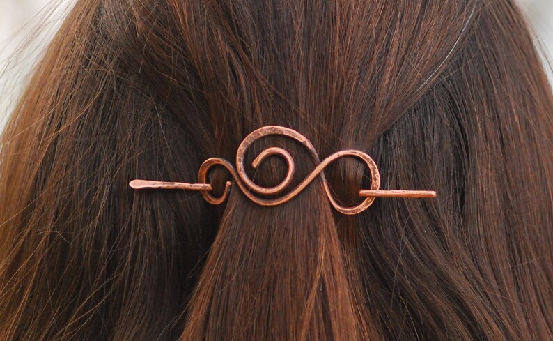 Spiral Hair Pin Copper Hair Barrette Celtic Hair Pin Bun Etsy