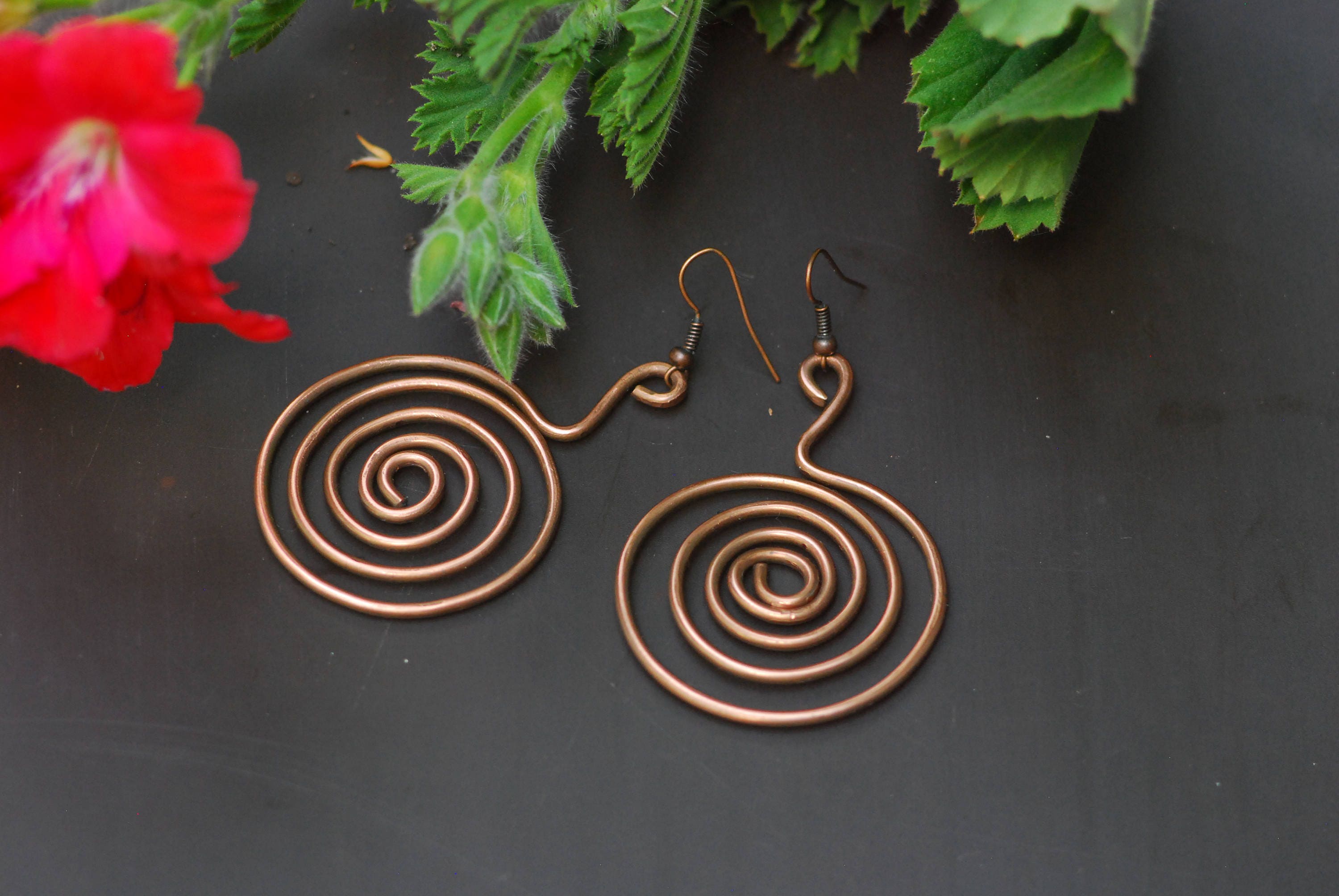 Rustic Jewelry Hammered Copper Earrings Oxidized Copper Etsy