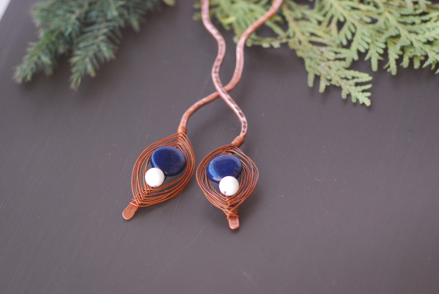 Hairpins Agate Lapis Hammered Rustic Copper Hair Pin Medium or Etsy