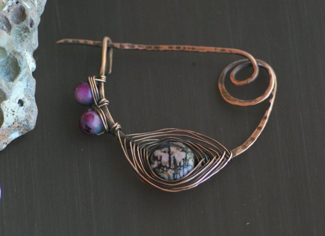 Penannular Brooch Pin Copper Shawl Pin Scroll Pin Wire - Etsy