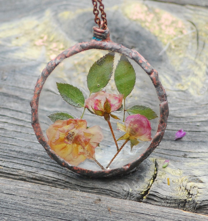 Botanical Necklaces Flower Jewelry Real Flowers Minimalist Etsy