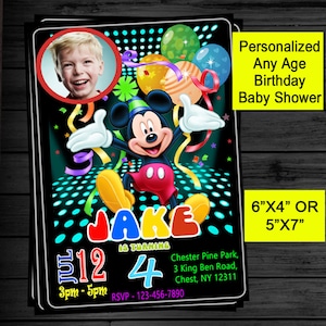 Micky Maus Einladung PERSONALISIERTE Micky Maus Geburtstags-Einladung druckbare Tafel Mickey Baby Shower