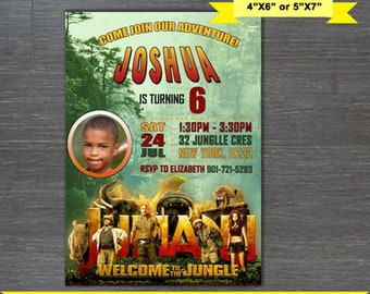 Jumanji-inbjudan, Jumanji-födelsedagsinbjudan, Jumanji-födelsedagsinbjudan, Jumanji-festinbjudan, Jumanji-fest, Djungelfest, Jumanji-djungeln
