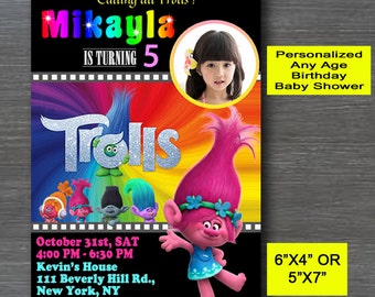 Trolls födelsedag, Trolls inbjudan, Trolls filminbjudan, Trolls födelsedagsinbjudan, Trolls födelsedagsfestinbjudan, Trolls fest utskrivbar