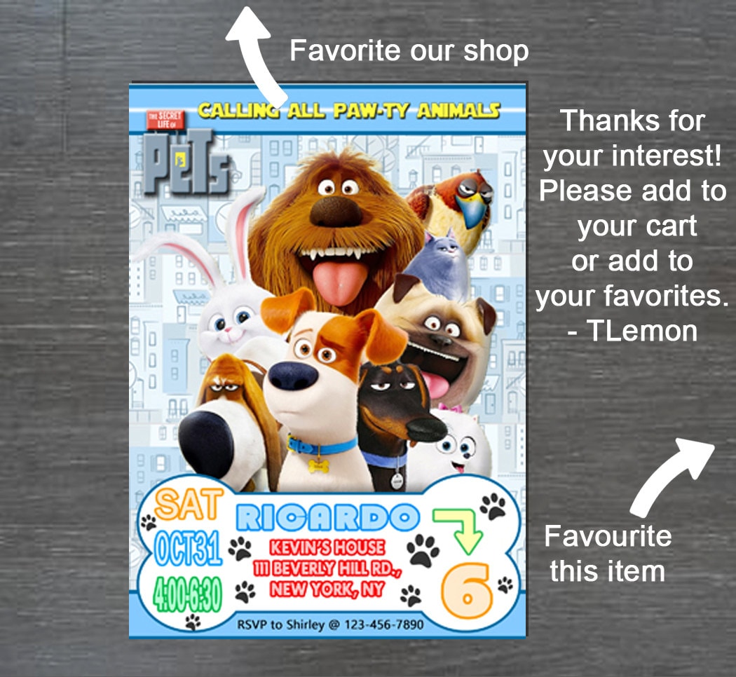 Secret Life Of Pets Birthday Banner Secret Life Of Pets Party Invitations -  5.5" X 4", 8 Pcs Character Birthday Banner The Secret Life of Pets Party Invitations [8 per Pack]