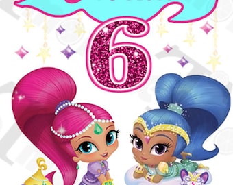 Shimmer and Shine PERSONALIZED Name and Age digital Iron On Transfer Image DIY for Shirt top, Birthday Party, baby shower, Christmas