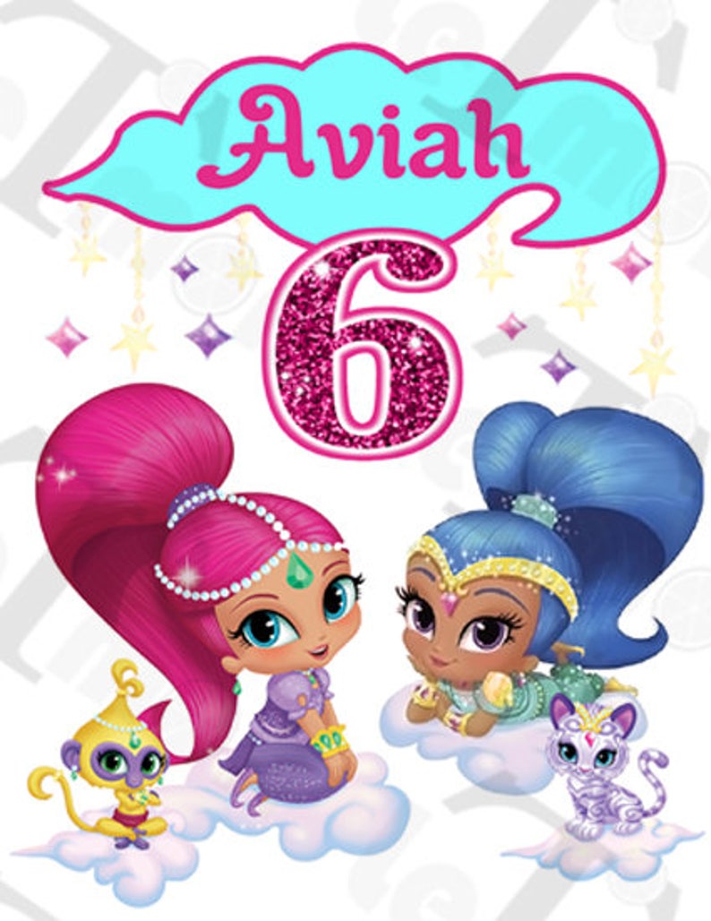 Shimmer and Shine PERSONALIZED Name and Age Digital Iron on Transfer