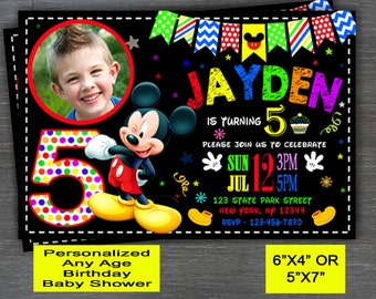Mickey Mouse Invitation PERSONALIZED Mickey Birthday Invite Mickey Invitation Printable Chalkboard Mickey Minnie Baby Shower