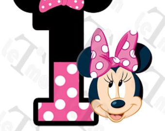 Minnie Mouse PERSONALIZED Name and Age digital Iron On Transfer Image DIY for Shirt top, Birthday Party, baby shower, Christmas