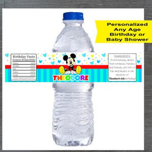 Mickey Party Water Bottle Label, Mickey Birthday Label, Mickey Party Label, Mickey Party Invite, Minnie Party, Disney Party
