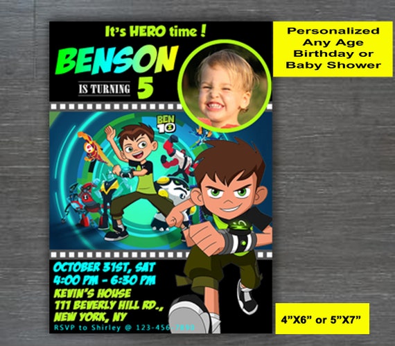 Ben 10 Invitation Ben 10 Birthday Inviteben 10 Birthday Etsy