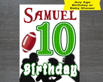 Football Birthday Shirt Iron On Transfer, PERSONALIZED Football Iron On, Digital DIY Shirt top, Football Party, NFL, Birthday Boy Iron On