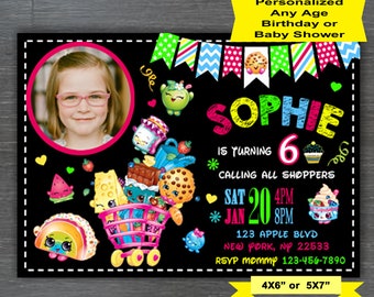 Shopkins Invitation, Shopkins Birthday Invite,Shopkins Birthday Invitation,Shopkins Party Invite, Shoppers Party, Shopping Party