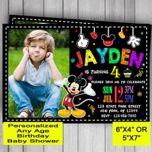 Mickey Mouse Invitation PERSONALIZED Mickey Mouse Birthday Invite Printable Chalkboard Mickey Baby Shower