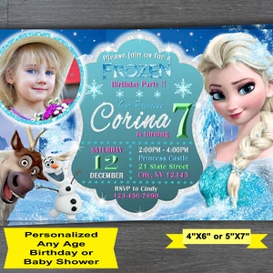 Frozen Invitation, PERSONALIZED Frozen Birthday Invitation, Frozen Invite, Frozen Birthday Party, Princess invitation,Olaf, Printable image 1