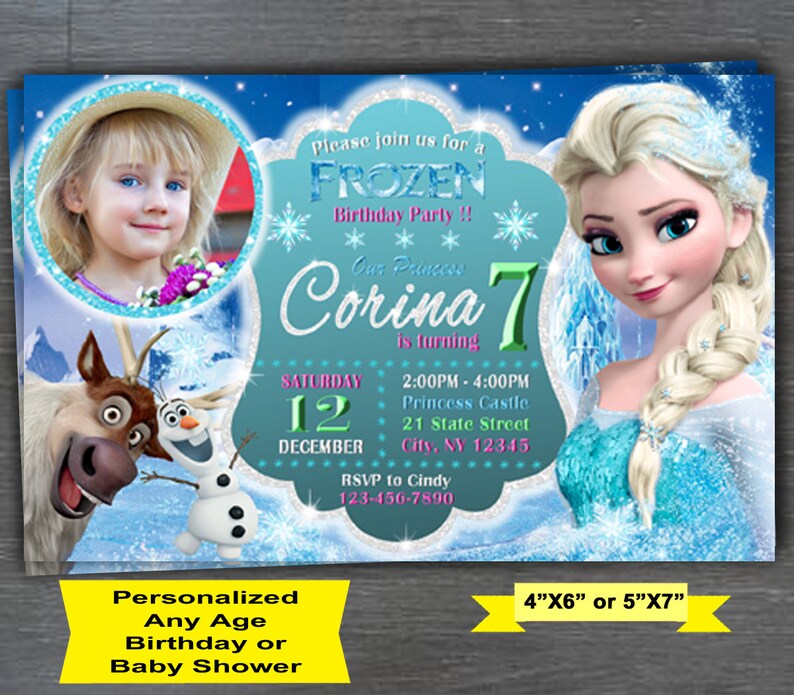 Frozen Invitation, PERSONALIZED Frozen Birthday Invitation, Frozen Invite, Frozen Birthday Party, Princess invitation,Olaf, Printable image 1
