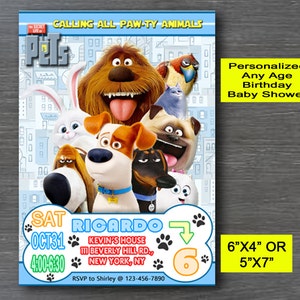 Secret Life of Pets Invitation, The Secret Life of Pets Invitation, Pets Invite, Secret Life of Pets Birthday, Pets Invitation, Pets Party