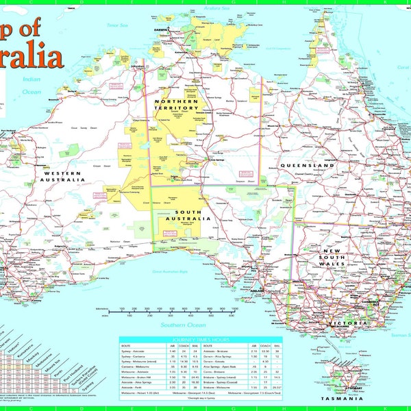 Australië kaart A3 formaat Leren Educatieve Poster Wandkaart