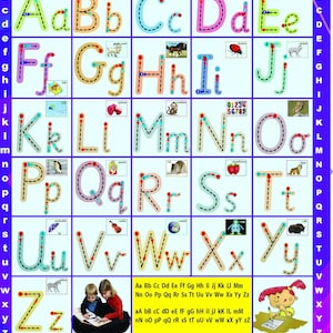 Carta de escritura laminada aprendiendo niños escuela educativa tipo cartel gráfico de pared - tamaño A2