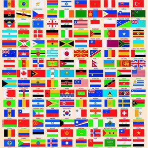 Laminé monde drapeaux enfants apprentissage enseignement scolaire Type affiche murale - format A4