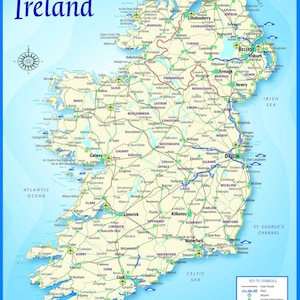 Irland KARTE Lernen Kinder Lehramt Typ Poster Wandkarte - A3 Größe