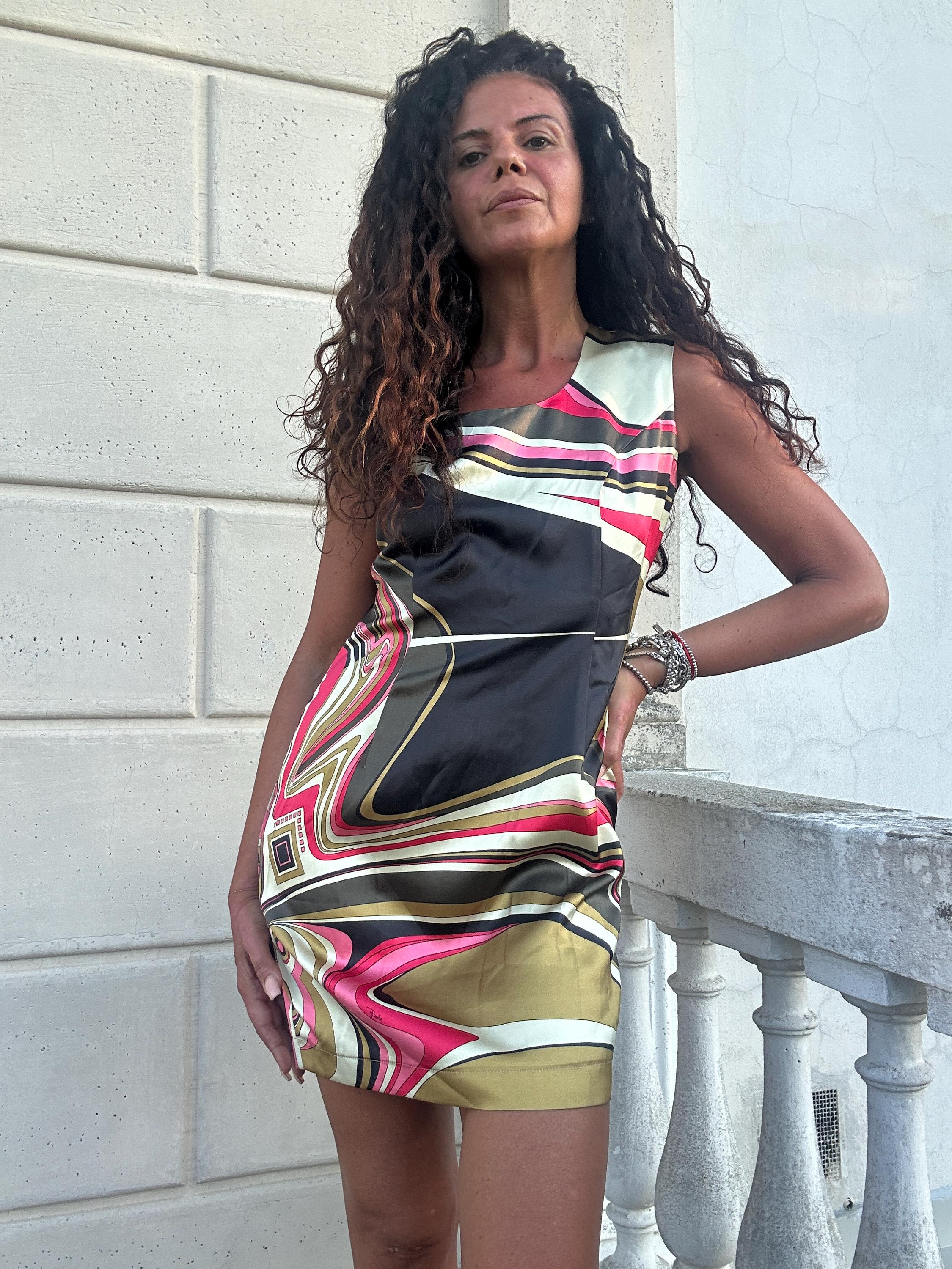 エミリオ・プッチのマルチカラープリントのピュアシルクドレス